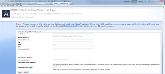 Prequalification Registration