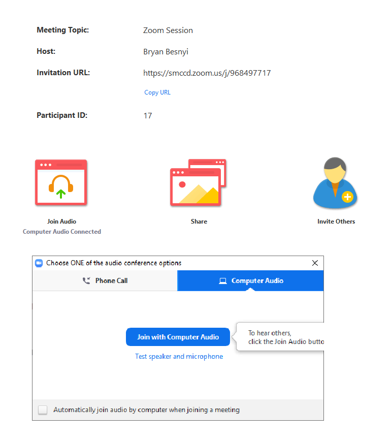 Zoom join by computer audio