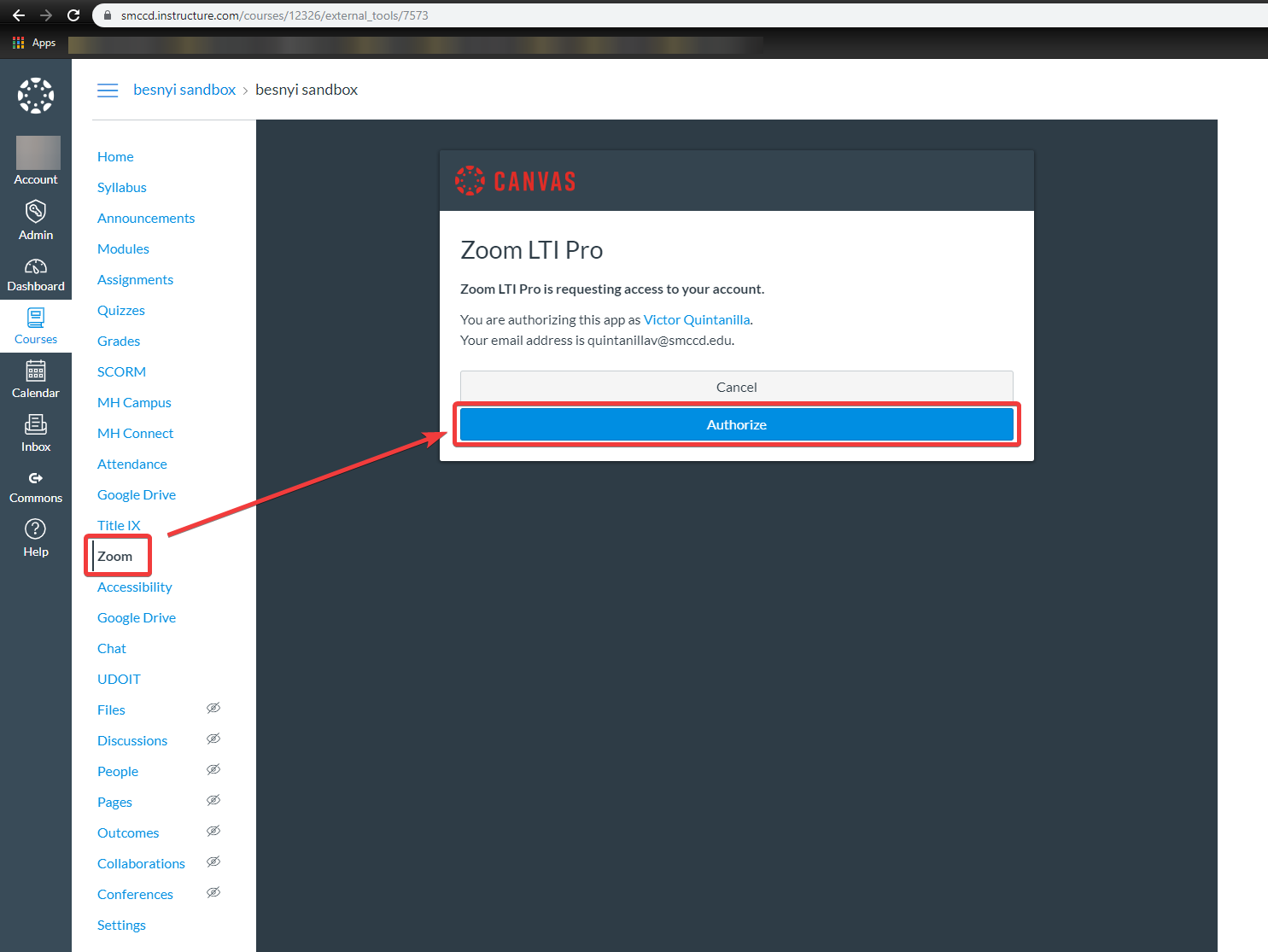 Zoom LTI Authorization