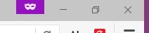 A purple background white mask at upper right of the browser indicating a private window for Firefox browser.