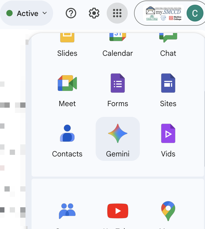 Icons with Gemini icon highlighted
