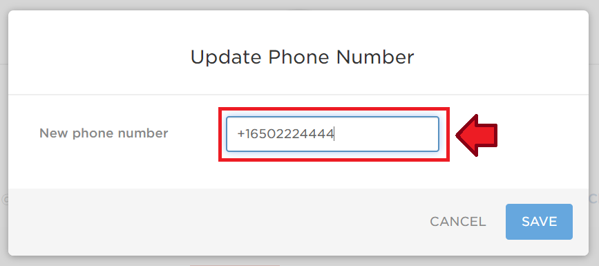 New phone number field is highlighted