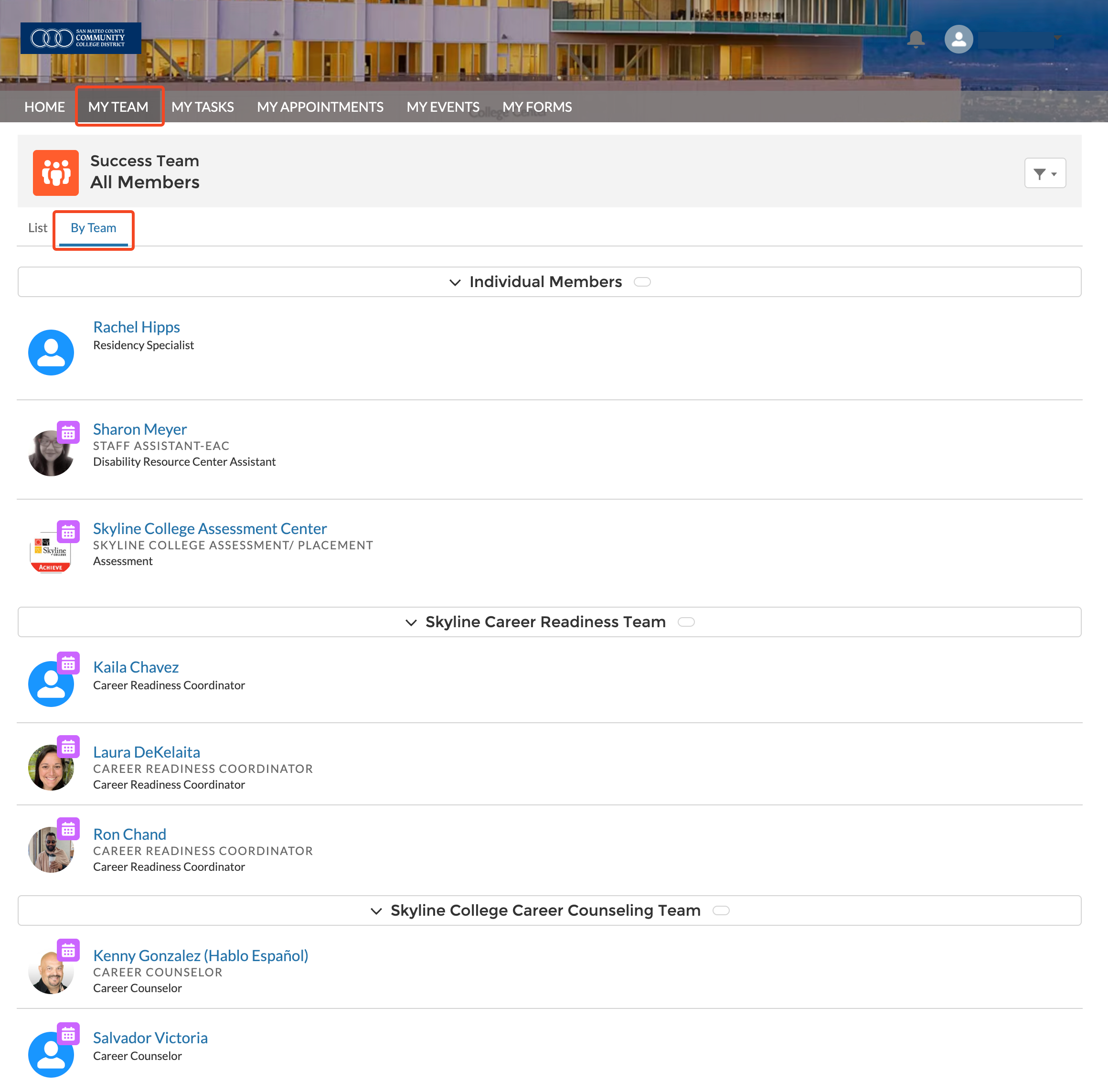 Click on My Team and then click on by team