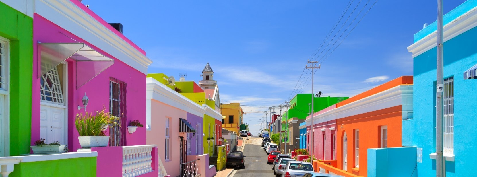 brightly colored houses in a neighborhood of South Africa