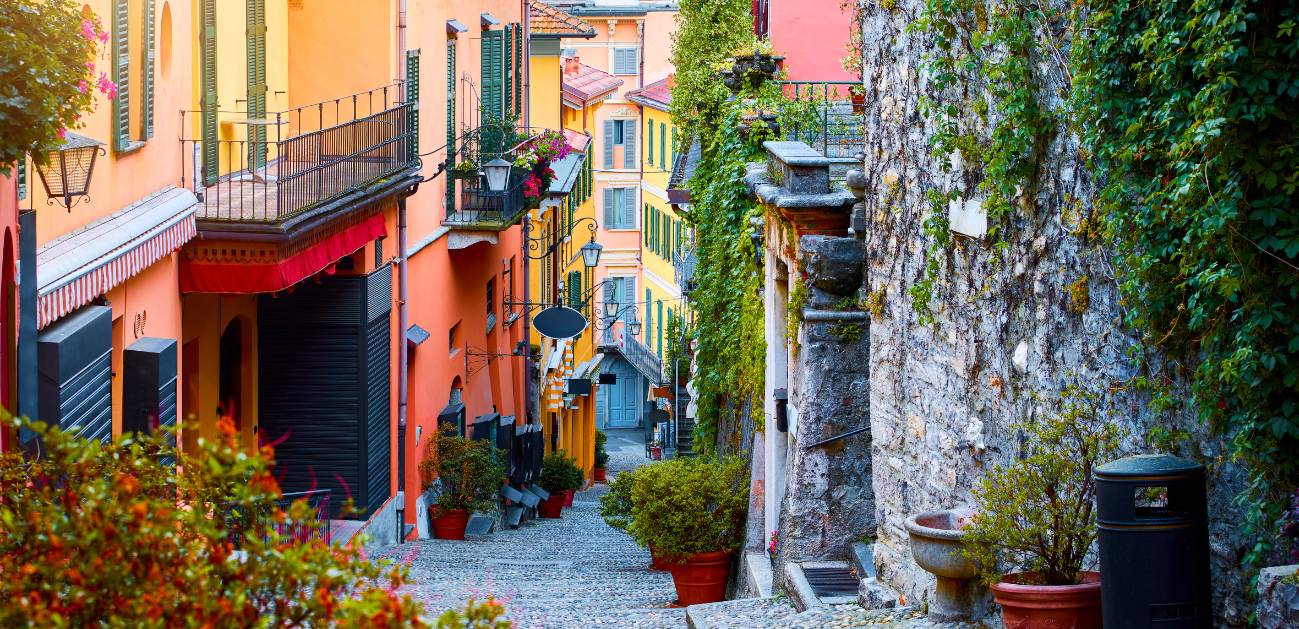 Famous stone stairs in Milan, Italy
