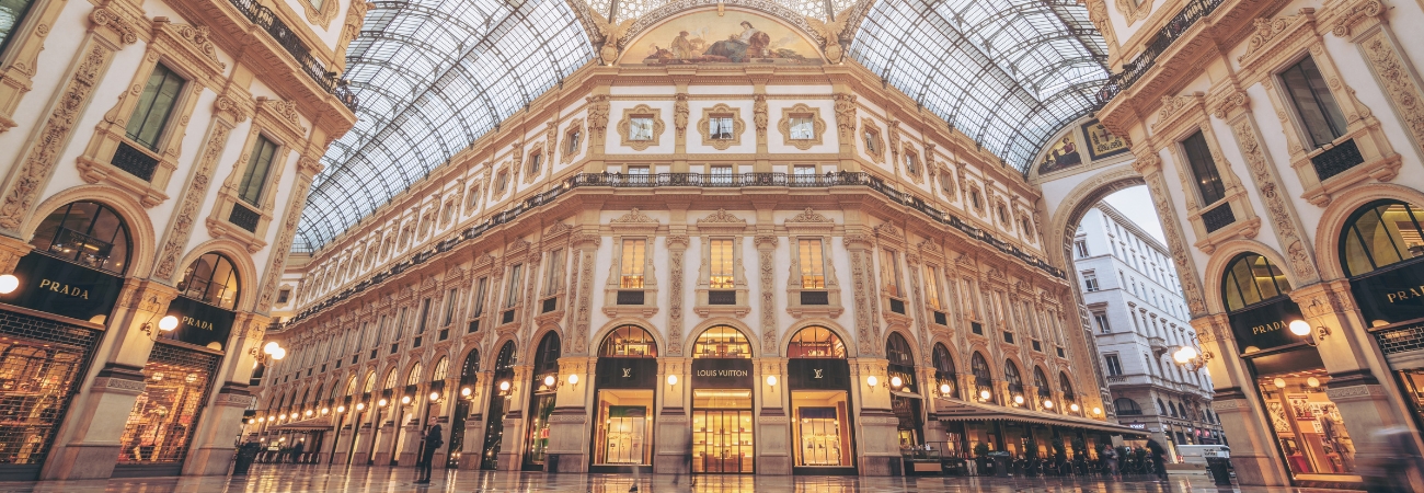 Quadrilatero della Moda Shopping District in Milan, Italy